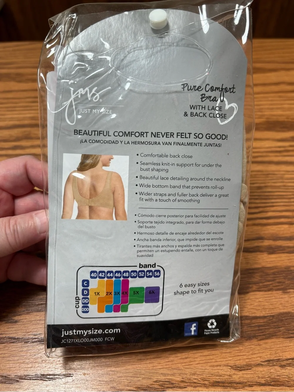 JMS Just My Size Pure Comfort Bra 1271 Wireless Seamless Size 2X New